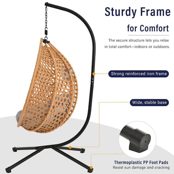 39 in. W x 42 in. D x 76 in H 1-Person HDPE Hanging Egg Chair