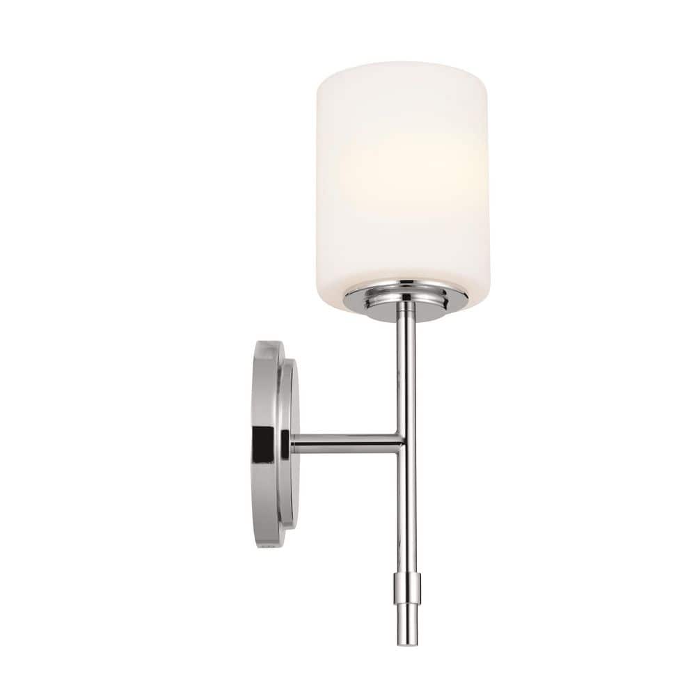 Polished Nickel Cylinder Wall Sconce with Opal Glass Shade