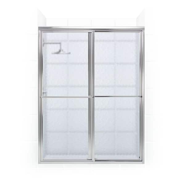 Newport 56 in. to 57.625 in. x 70 in. Framed Sliding Shower Door with Towel Bar in Chrome and Aquatex Glass