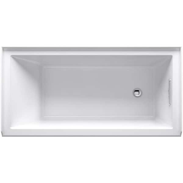 KOHLER Underscore 60 in. x 30 in. Soaking Bathtub with Left-Hand Drain in  White 1956-LA-0 - The Home Depot