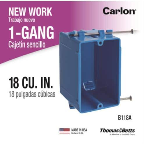 1-Gang 18 cu. in. Blue PVC New Work Electrical Switch and Outlet Box