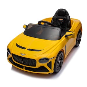 12-Volt Electric Kids Car Licensed Bentley Kids Ride On Car With Remote Control in Yellow