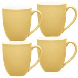 Colorwave Mustard 12 fl. oz. (Yellow) Stoneware Mugs, (Set of 4)