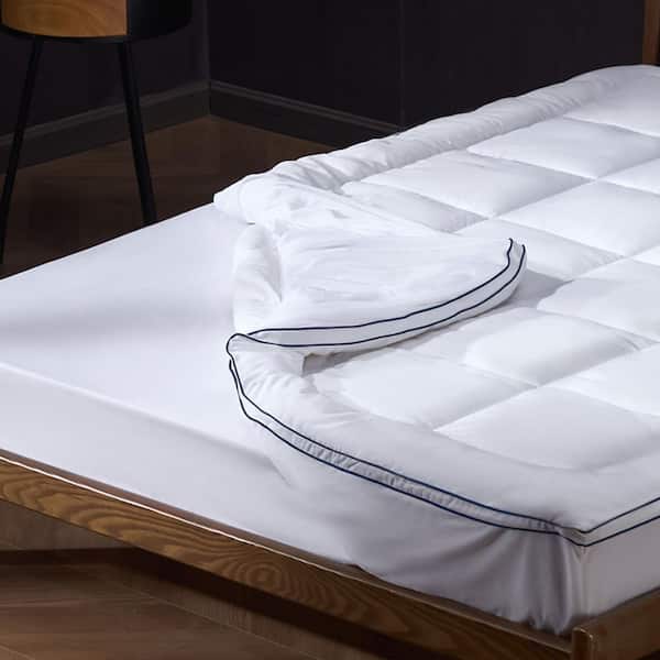 Mattress Topper Queen Size 1in. Thickness Fiber Fill Pad with Detachable and Washable Layer Comfortable Supportive