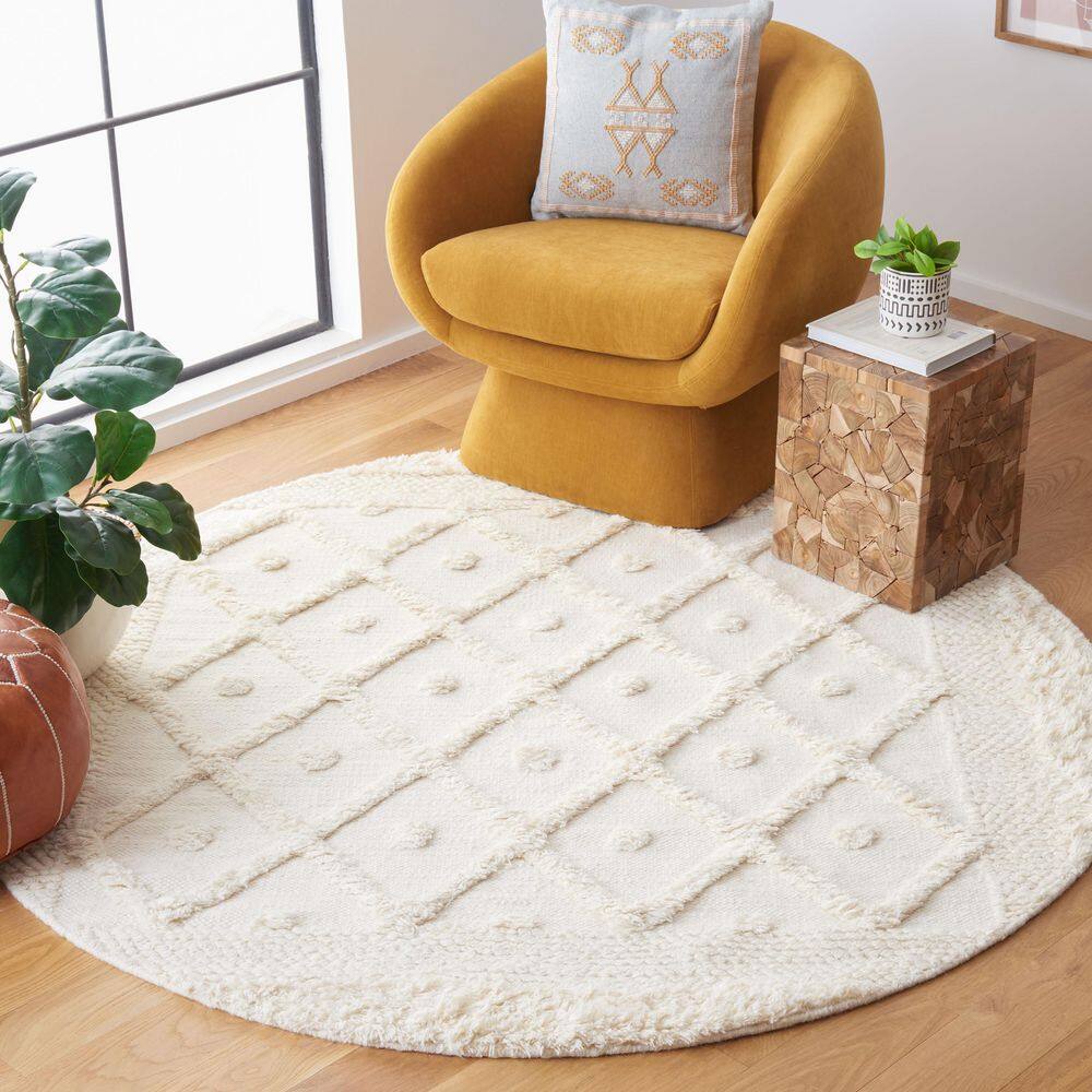 Kenya 6 ft. x 6 ft. Round Ivory Diamond High-Low Area Rug price history on PriceWatchPro