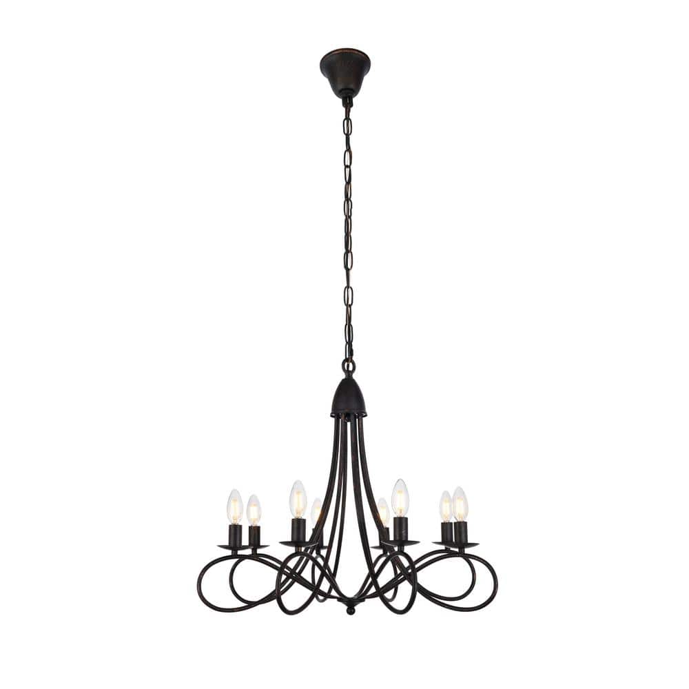 Timeless Home 28 in. 8-Light Dark Bronze Pendant Light, Bulbs Not Included