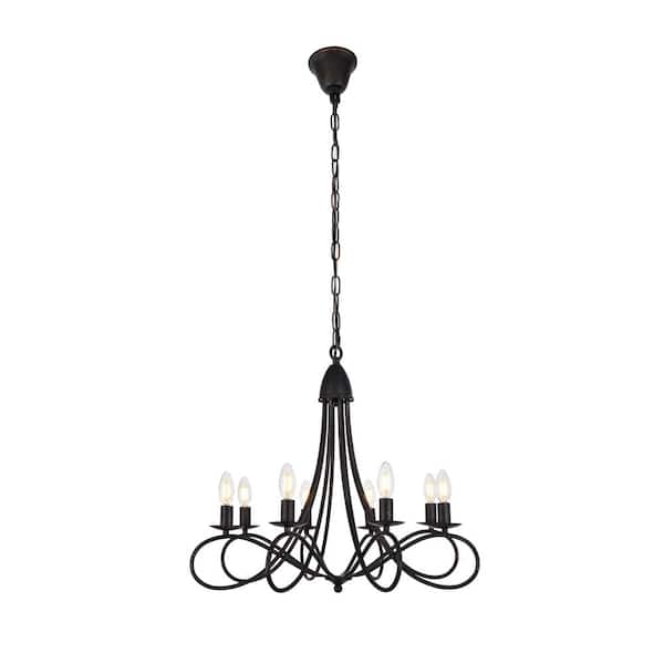 Unbranded Timeless Home 28 in. 8-Light Dark Bronze Pendant Light, Bulbs Not Included