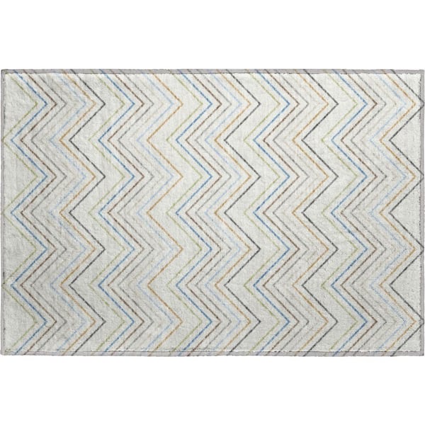 Mayfield Premium Machine Washable Abstract AMF2392 Ivory 2 ft. x 3 ft. Accent Rug