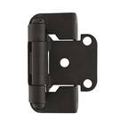 Matte Black 1/2 in. (13 mm) Overlay Self-Closing, Partial Wrap Cabinet Hinge (1-Pack)