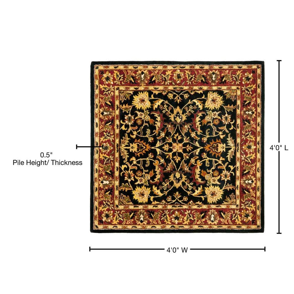 Heritage Black and Red Hand-Tufted Wool Square Rug
