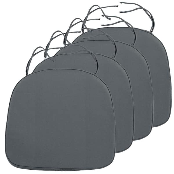 Leisuremod Modern Soft Comfortable Dining Chair Cushion Pads With Ties in Dark Gray Set of 4