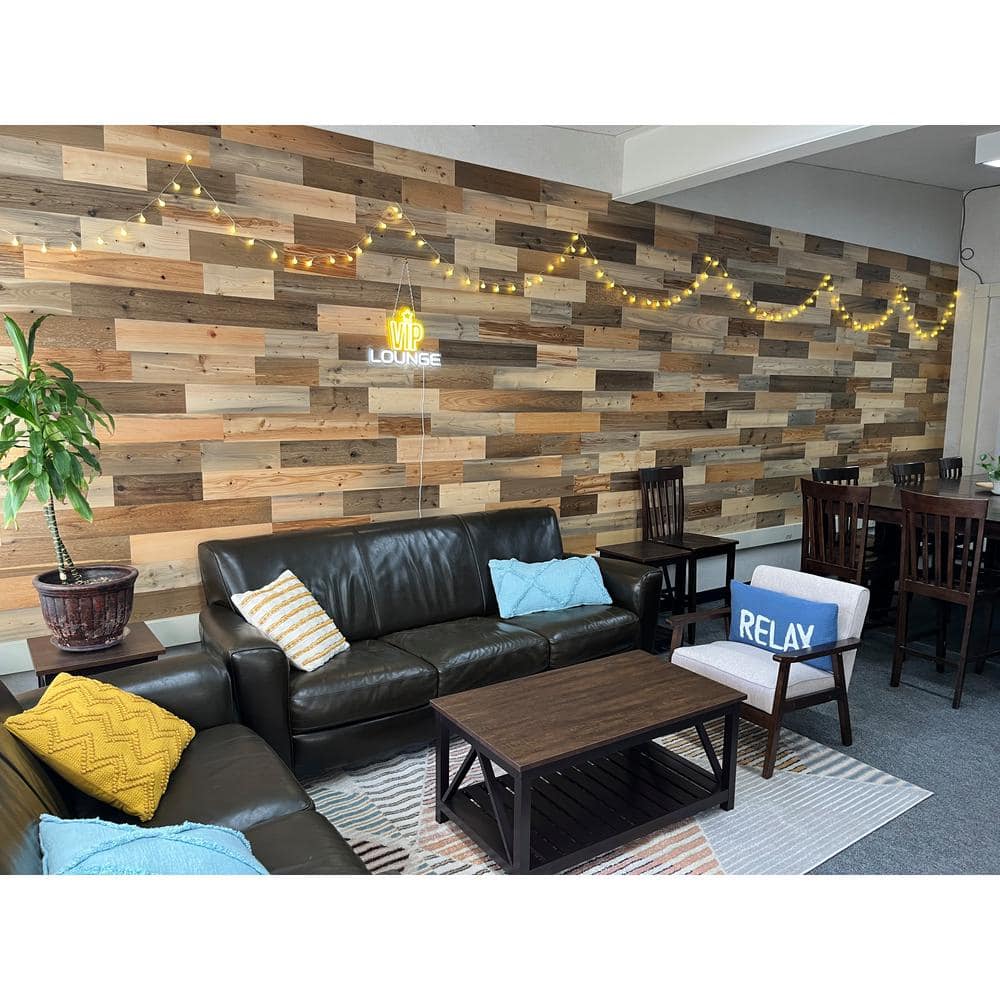 Reclaimed Wood Peel and Stick Wall Planks, 4" Wide, Multicolor