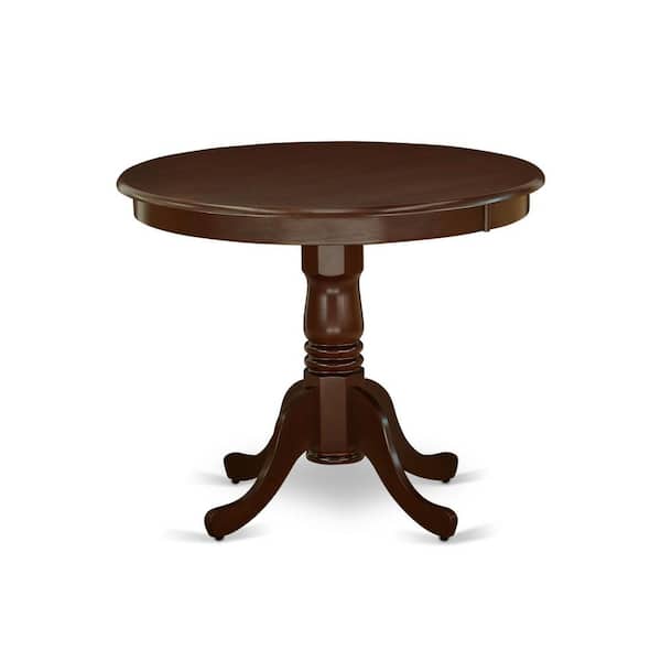 East West Furniture 3-Piece Mahogany Finish Solid Wood Top - Button Tufted Dining Room Set - Seats 4