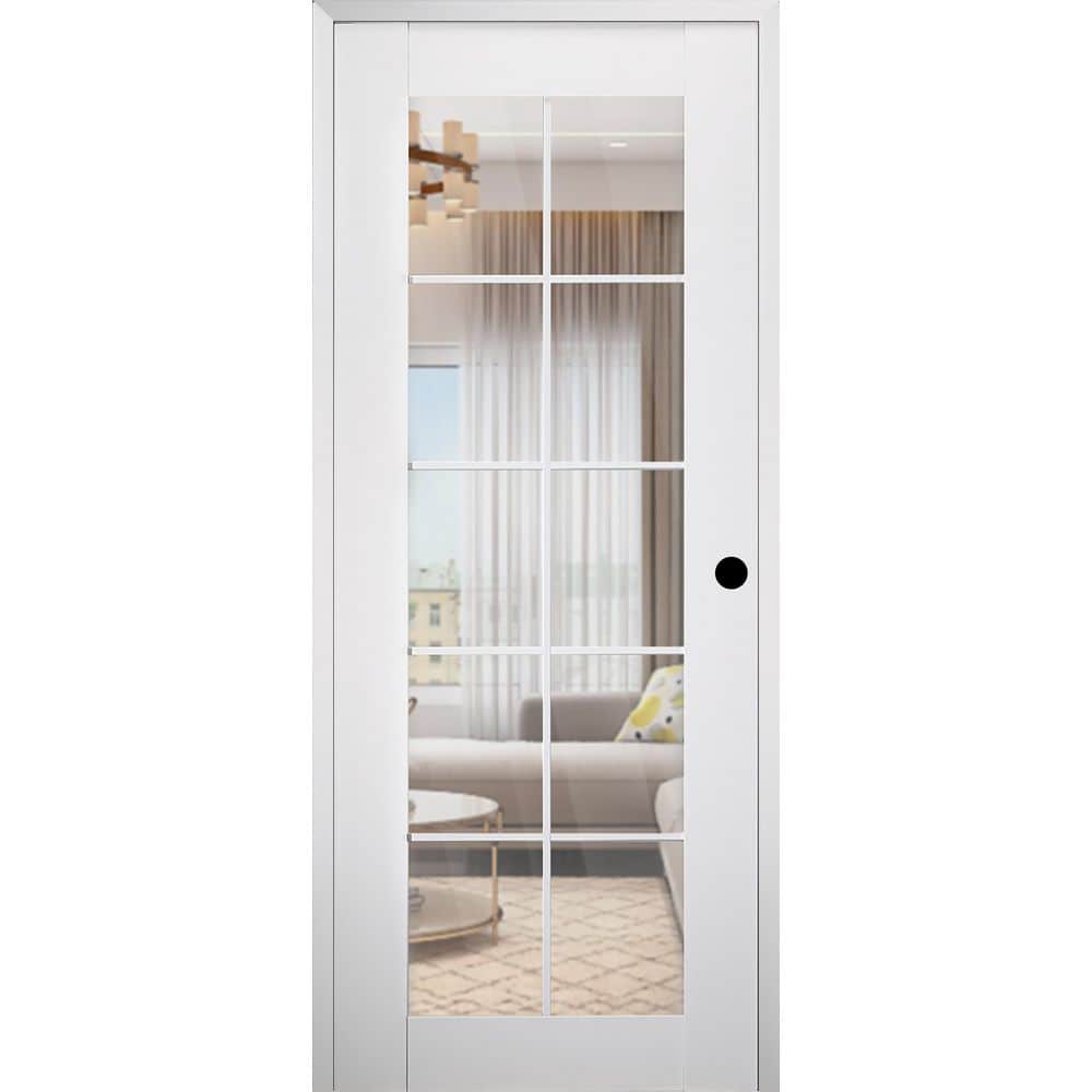SmartPro 10Lite DIY-Friendly 18 in. x 84 in. Clear Glass Left-Handed Polar White Composite Single Prehung Interior Door price history on PriceWatchPro