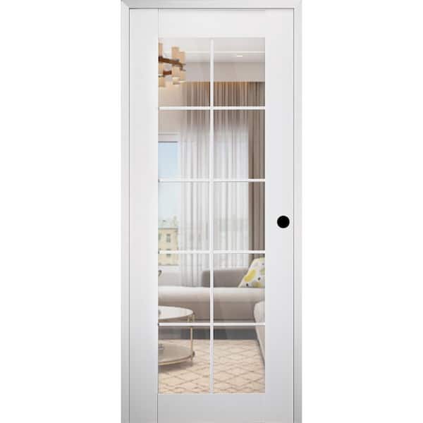 SmartPro 10Lite DIY-Friendly 32 in. x 80 in. Clear Glass Left-Handed Polar White Composite Single Prehung Interior Door