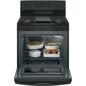 5.0 cu. ft. Gas Range with Steam Cleaning Oven in Black with Griddle