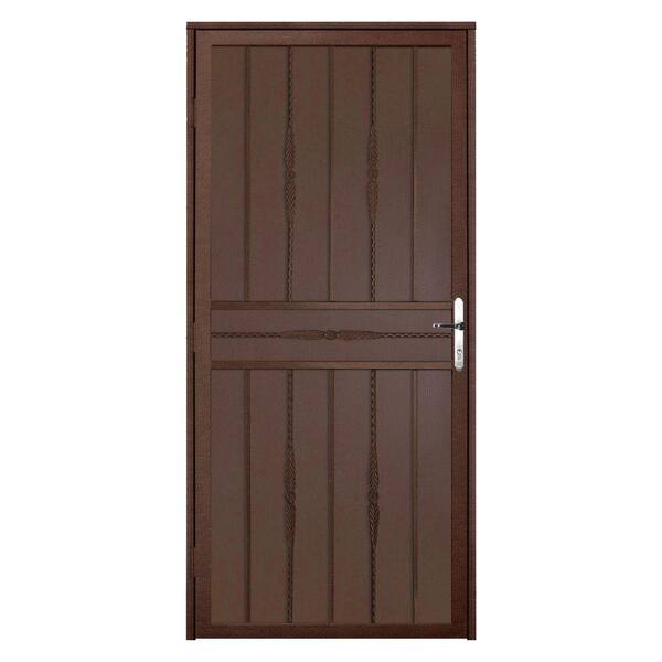 Unique Home Designs 36 in. x 80 in. Cottage Rose Copper Recessed Mount Steel Security Door with Perforated Metal Screen and Nickel Hardware