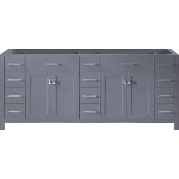 Virtu USA Caroline Parkway 78 in. W Bath Vanity Cabinet Only in Gray