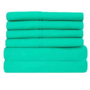 6-Piece Turquoise Super-Soft 1600 Series Double-Brushed Full Microfiber Bed Sheets Set