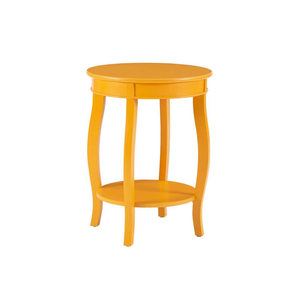 Justine 18 in. Hazelnut Round Wood Side End Table with Shelf