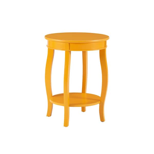 Powell Company Justine 18 in. Yellow Round Wood Side End Table with Shelf