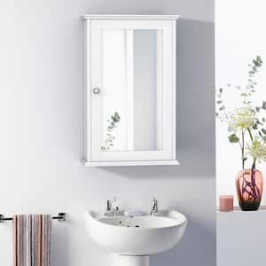 13.5 in. W x 6 in. D x 21 in. H Bathroom Wall Cabinet with Single Mirror Door in White