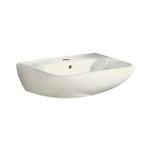 STERLING Southampton 9 in. Wall-Hung Vitreous China Pedestal Sink Basin in Biscuit with Overflow Drain