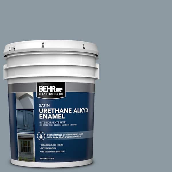 BEHR PREMIUM 5 gal. #N490-4 Teton Blue Urethane Alkyd Satin Enamel Interior/Exterior Paint