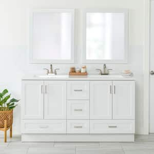 Maybell 61 in. Double Sink White Bath Vanity with White Cultured Marble Top (Assembled)