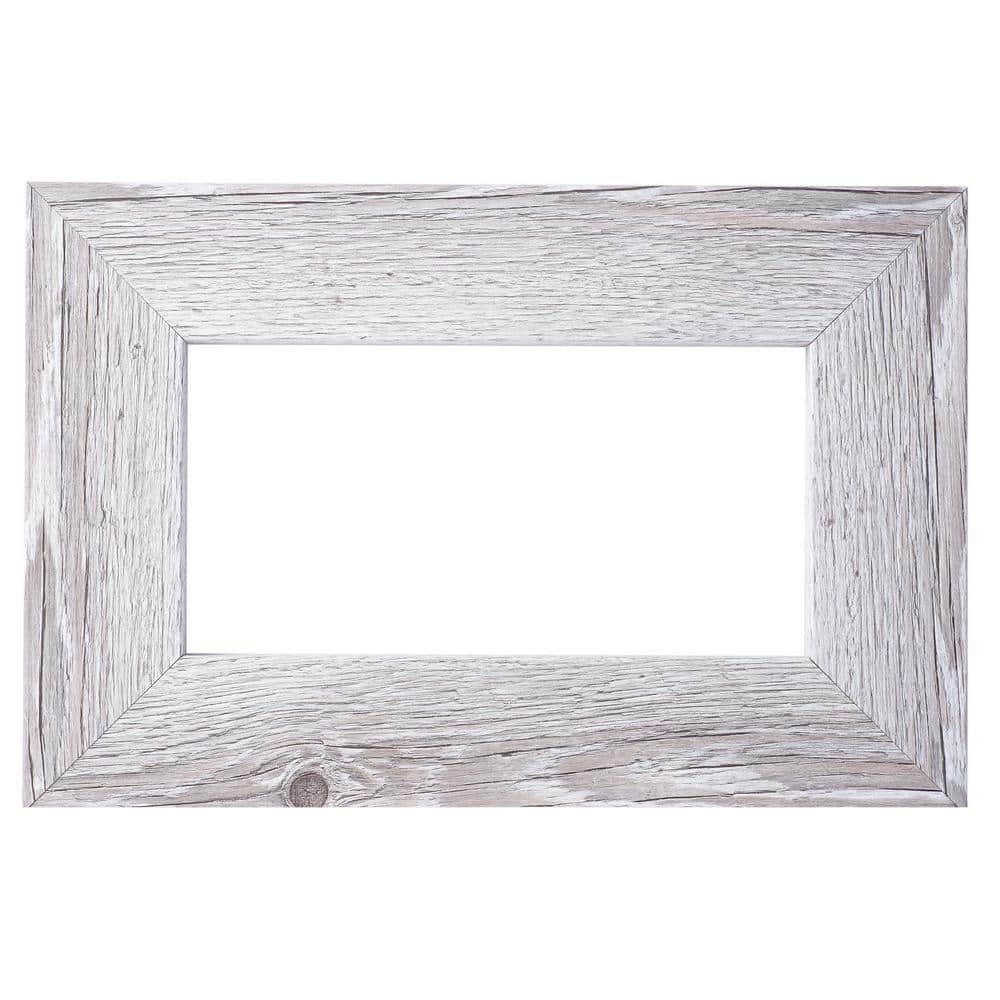 MirrorChic Driftwood 60 in. x 42 in. Mirror Frame Kit in White - Mirror Not Included