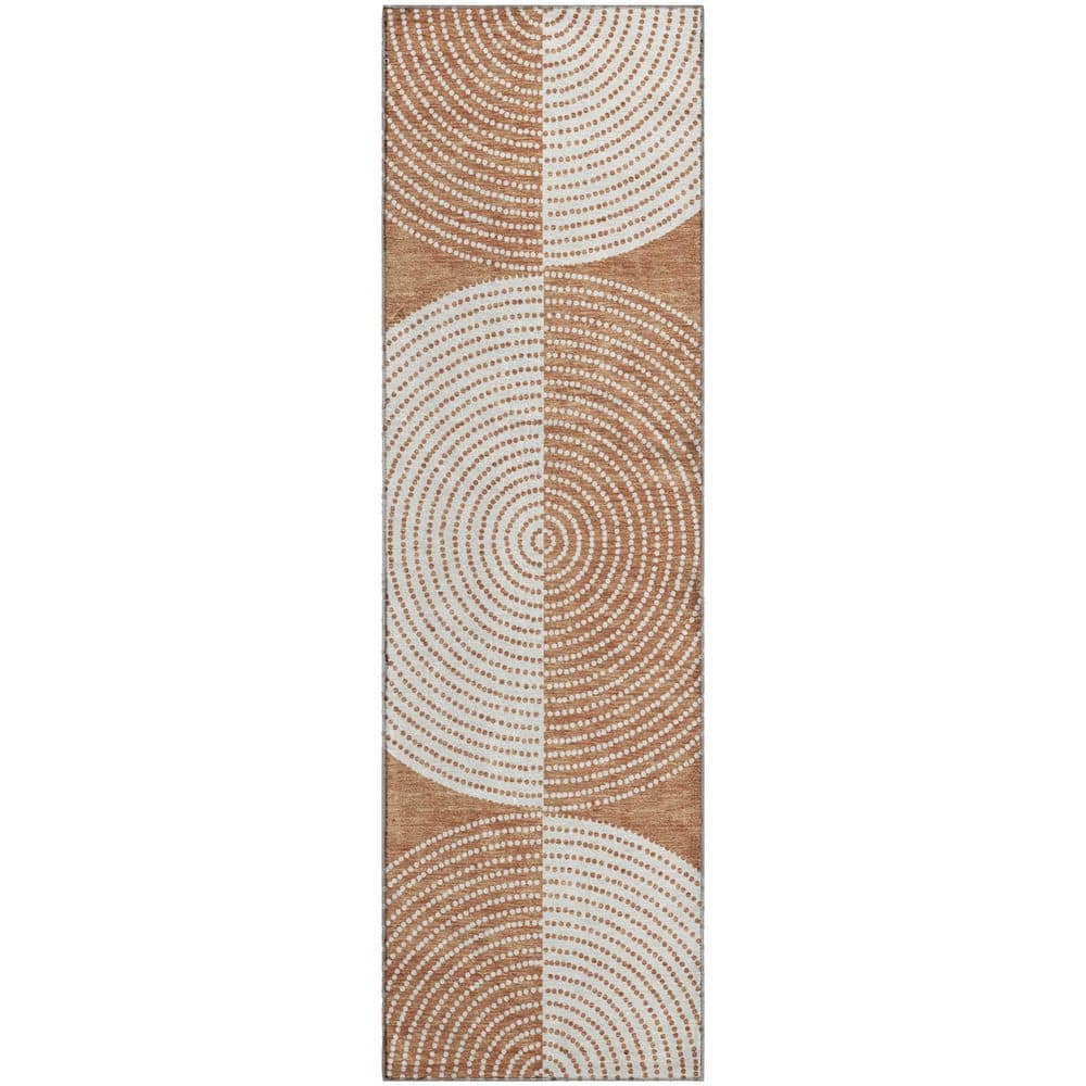 Mayfield Premium Machine Washable Abstract AMF2275 Copper 2 ft. x 7 ft. Runner Rug price history on PriceWatchPro