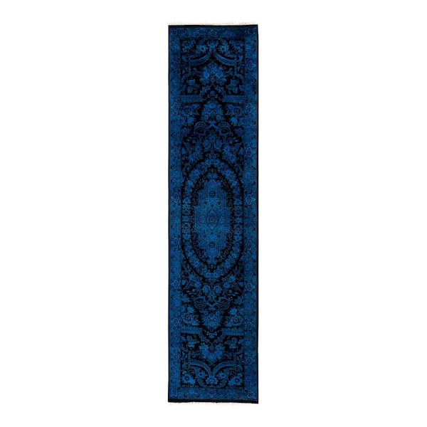 Chloe & Olivia Home Overdyed Blue 2 ft. 7 in. x 10 ft. 5 in. Wool Indoor Area Rug