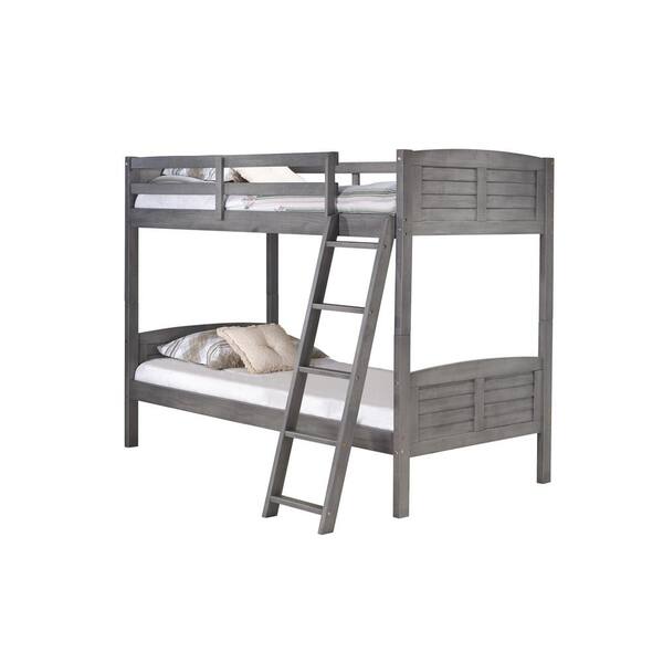 Donco Kids Antique Grey Twin Louver, Adaptable Bunk Bed