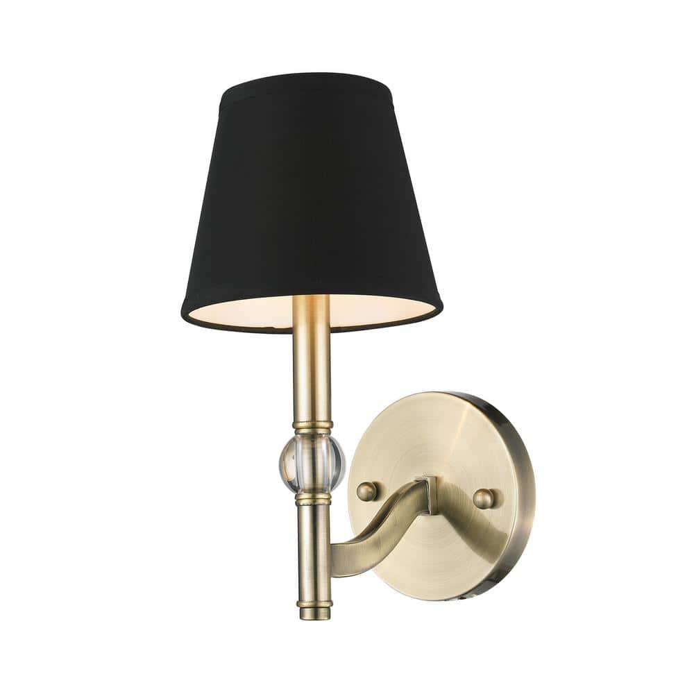 Aged Brass and Black Transitional Wall Sconce