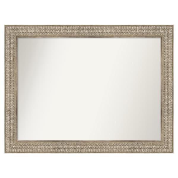 Amanti Art Trellis Silver 42 in. x 32 in. Custom Non-Beveled Wood Framed Bathroom Vanity Wall Mirror