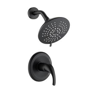 5-Spray Patterns with 2.2 GPM 6 in. Wall Mount Rain Fixed Shower Head in Matte Black