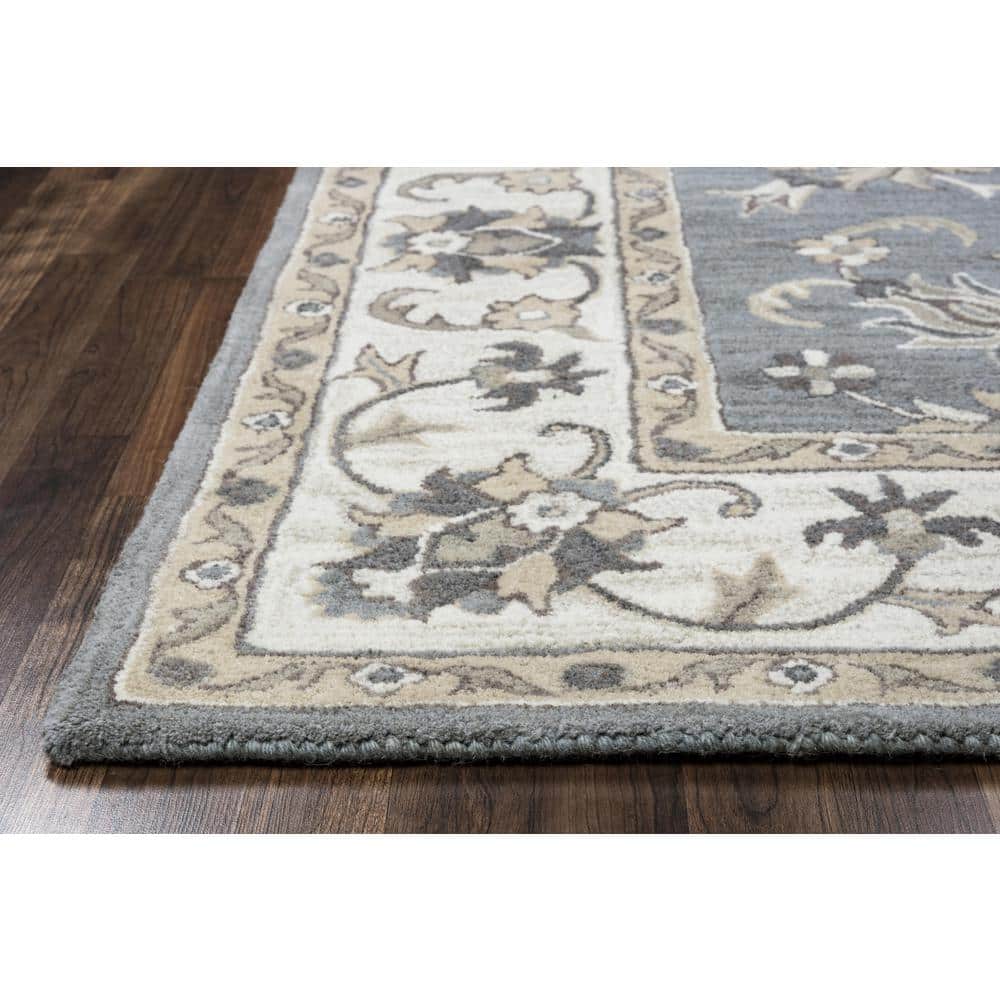 Liberty Grey Hand-Tufted Wool Rectangular Rug 5' x 8'