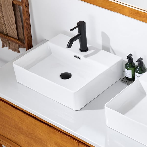 Rectangular 20 in. Bathroom Ceramic Vessel Sink Art Basin in White