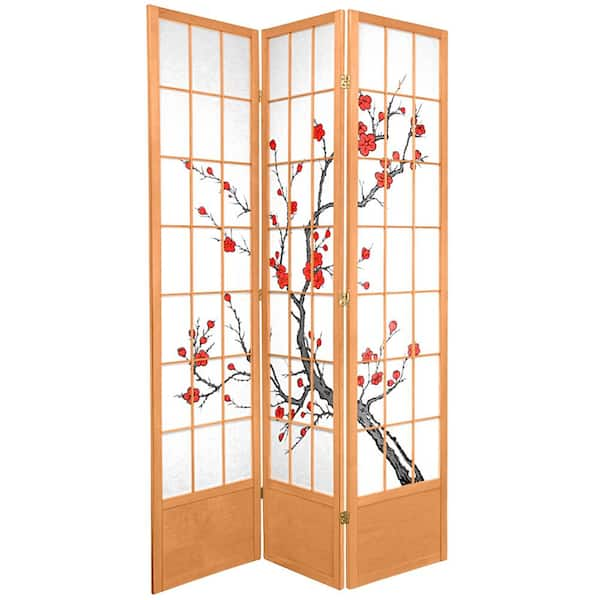 Oriental Furniture Tall Eudes Shoji Screen, Rosewood, 3 Panels