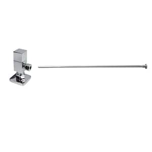 5/8 in. x 3/8 in. OD x 20 in. Flat Head Toilet Supply Line Kit with Square Handle 1/4-Turn Angle Stop, Polished Chrome