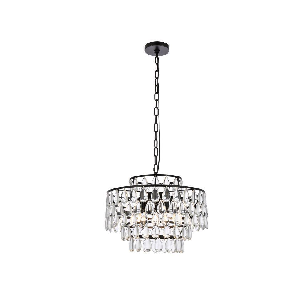 Timeless Home 18 in. 5Light Black Pendant Light ELP2204D18BK The