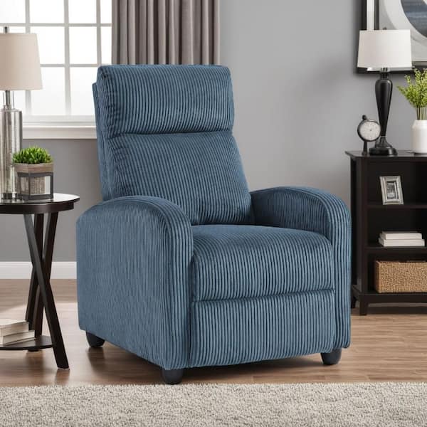 Pary Midnight Blue and Black Fabric Rocker Recliner with Ribbed Corduroy
