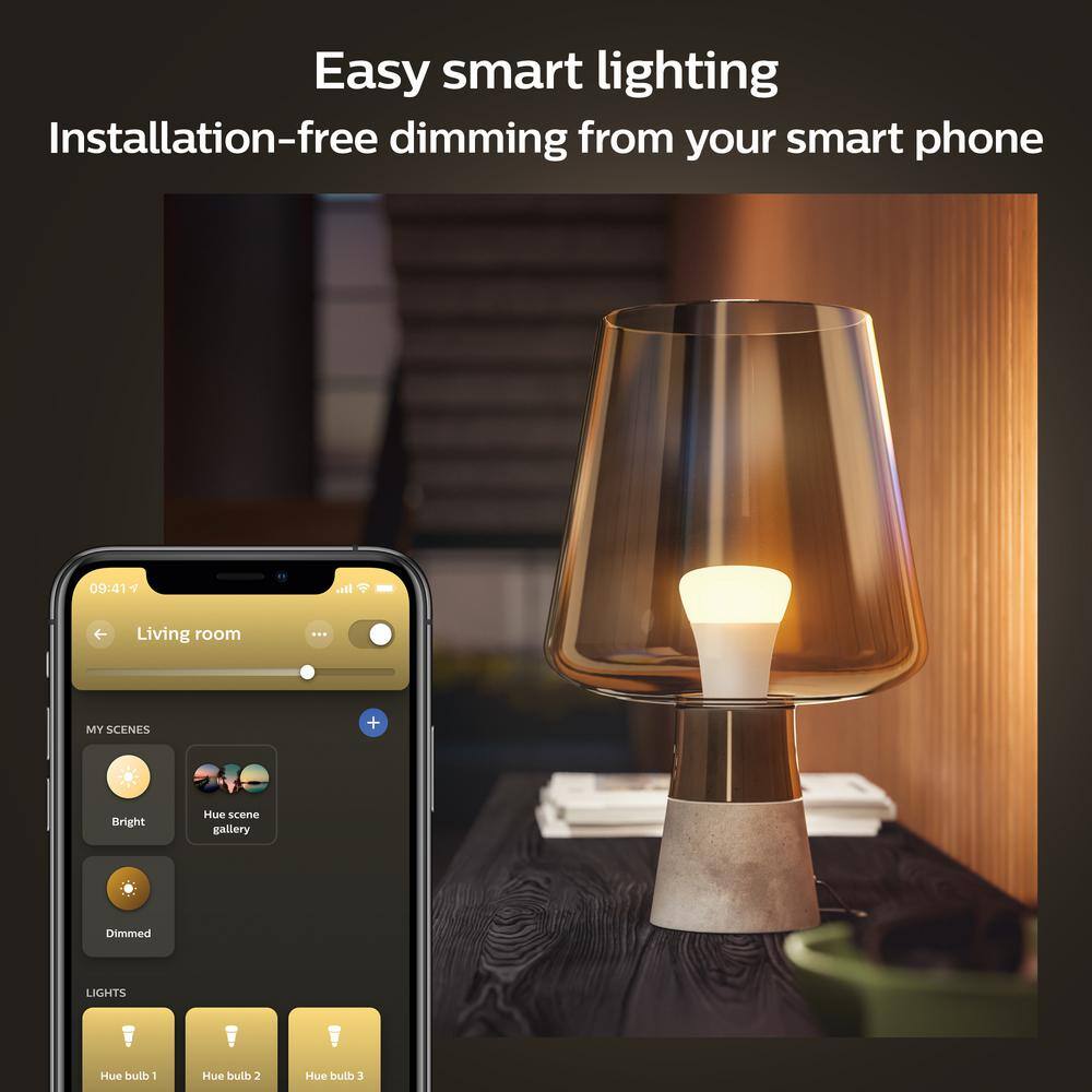 Philips Hue White A19 Dimmable LED Smart Bulbs 2-Pack
