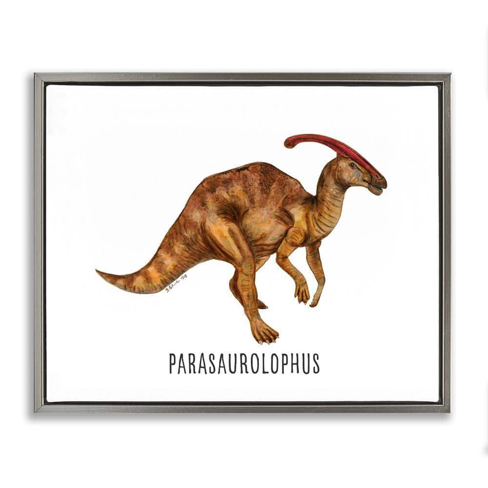 Parasaurolophus Dinosaur Learning by Brett Blumenthal Gray Floater Frame Animal Graphic Art Print 17 in. x 21 in. price history on PriceWatchPro