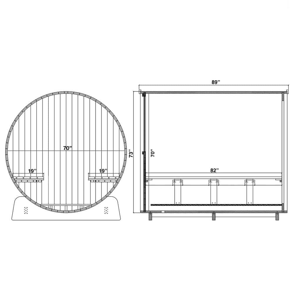 Outdoor Red Cedar Barrel Sauna with Heater and Roof