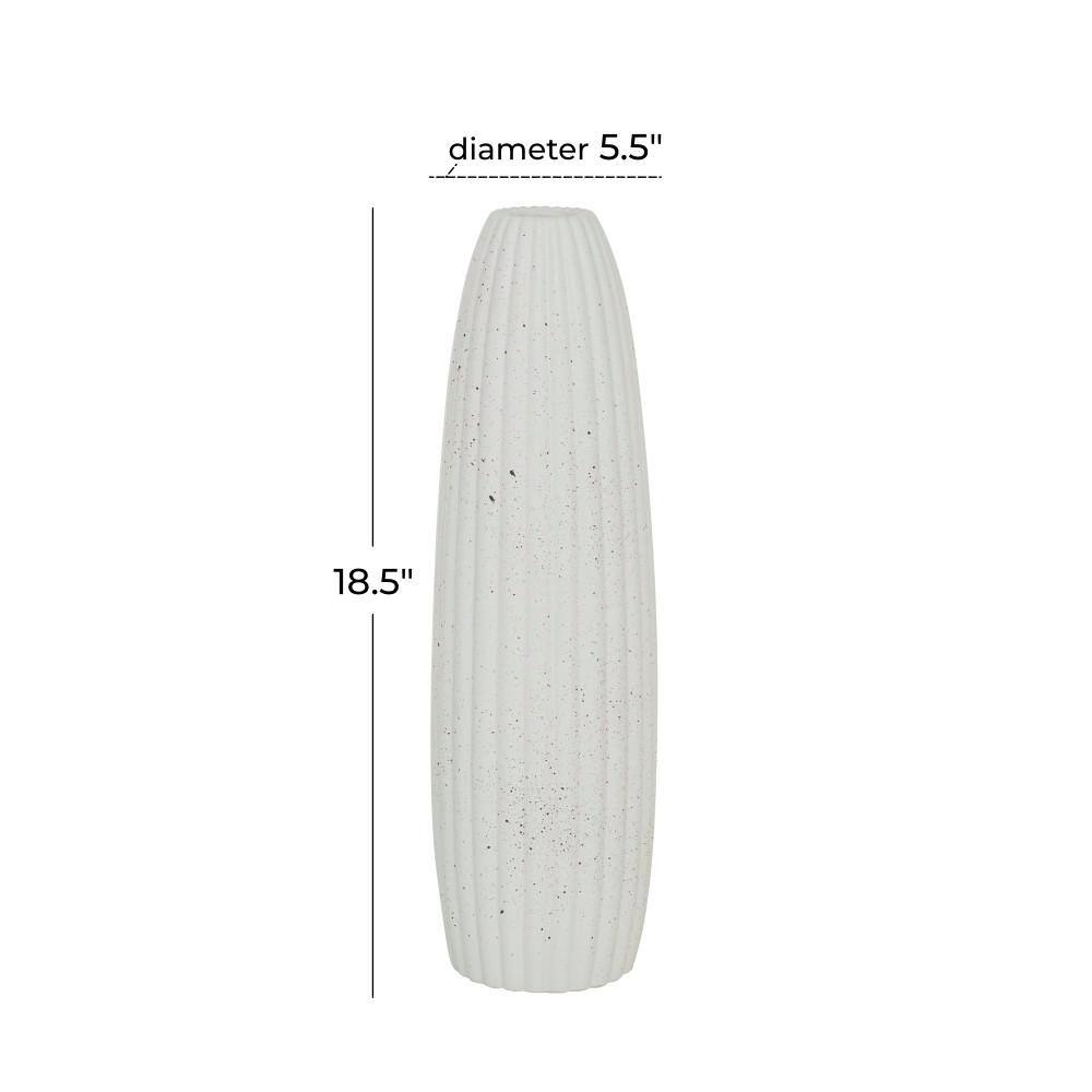 Tall Speckled White Ceramic Cylinder Vase