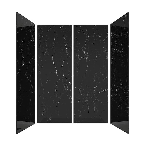 60 in. L x 32 in. W x 84 in H Glue-Up Alcove Solid Composite Stone 4-Piece Shower Wall Set in Dark Empress