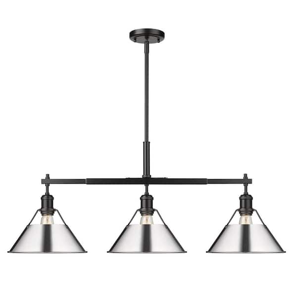 Golden Lighting Orwell 3-Light Matte Black Linear Pendant