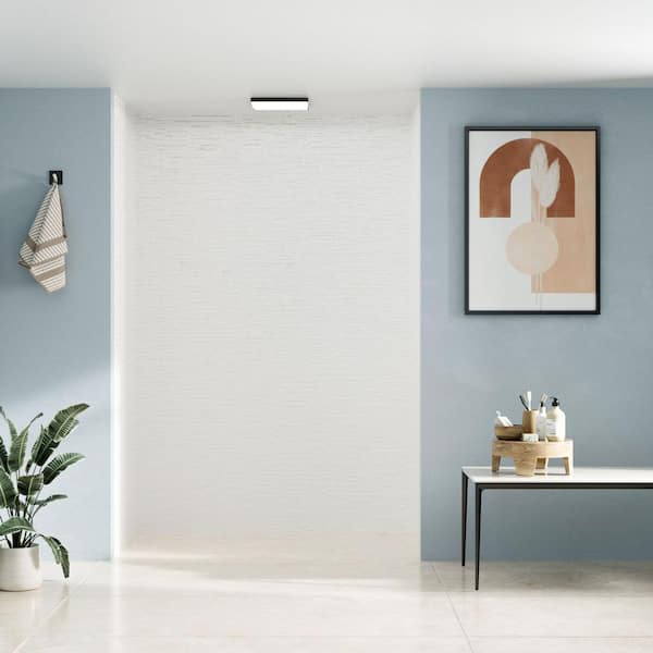 32 in. L x 60 in. W x 96 in. H Solid Surface 3-Piece Glue Up Alcove Shower Wall Surround in Rock Pattern