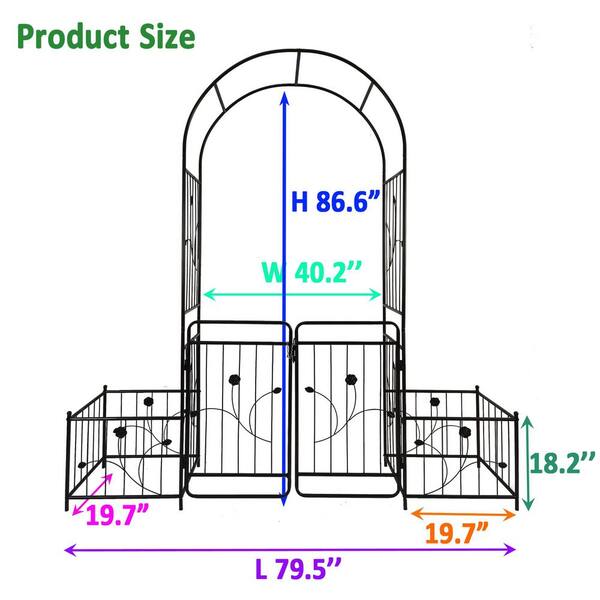 Unbranded - 79.5 x 86.6 in. Garden Trellis, Metal Garden Arch with Gate, Climbing Plants Support Rose Arch, Black